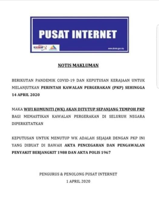penutupan wifi komuniti